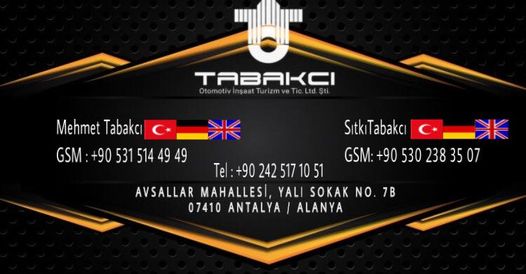 Tabakcı Otomotiv İnşaat Turizm Ve Ticaret Ltd.Şti.,